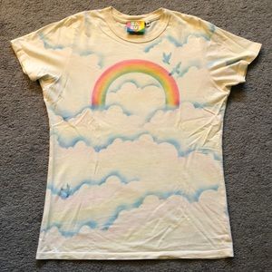 BIG BUD PRESS [NWOT] Vintage Style Airbrushed Rainbow Clouds T-Shirt Made in USA